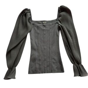 River Island London Black Pleated Sleeve Blouse, size 6 ( S)